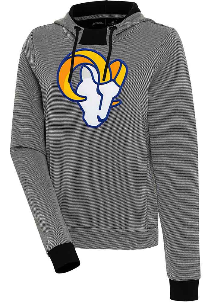 Antigua Los Angeles Rams Black Axe Bunker Long Sleeve Hoodie, Black, 86% Cotton / 11% Polyester / 3% SPANDEX, Size L, Rally House