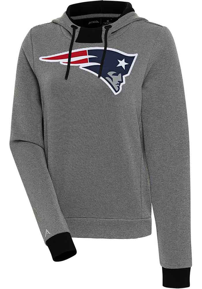 Antigua New England Patriots Black Axe Bunker Long Sleeve Hoodie, Black, 86% Cotton / 11% Polyester / 3% SPANDEX, Size S, Rally House