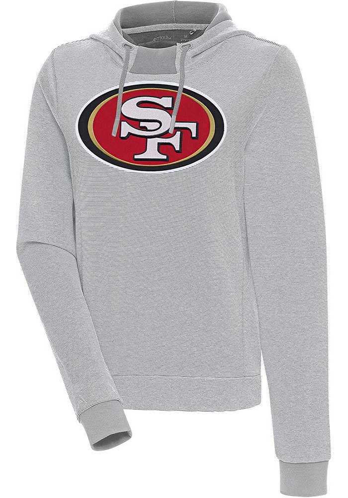 Antigua San Francisco 49ers Women's Red Axe Bunker Hooded Sweatshirt, Red, 86% Cotton / 11% Polyester / 3% SPANDEX, Size XL, Rally House