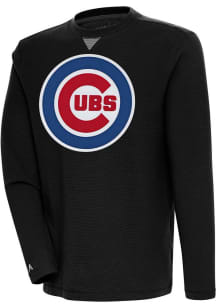 Antigua Chicago Cubs Mens Black Flier Bunker Long Sleeve Crew Sweatshirt