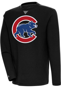 Antigua Chicago Cubs Mens Black Flier Bunker Long Sleeve Crew Sweatshirt