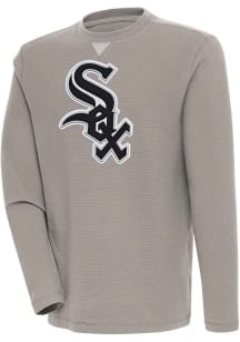 Antigua Chicago White Sox Mens Oatmeal Flier Bunker Long Sleeve Crew Sweatshirt