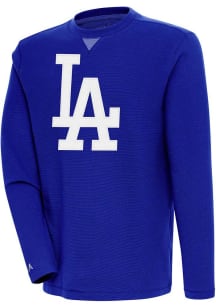 Antigua Los Angeles Dodgers Mens Blue Flier Bunker Long Sleeve Crew Sweatshirt