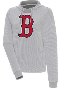 Antigua Boston Red Sox Womens Grey Axe Bunker Hooded Sweatshirt