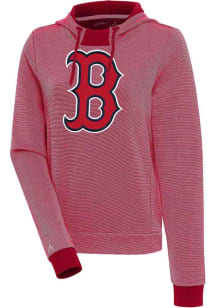 Antigua Boston Red Sox Womens Red Axe Bunker Hooded Sweatshirt