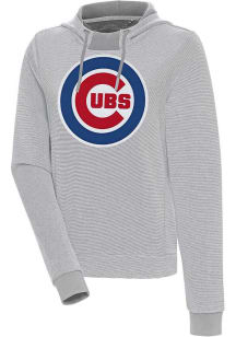 Antigua Chicago Cubs Womens Grey Axe Bunker Hooded Sweatshirt
