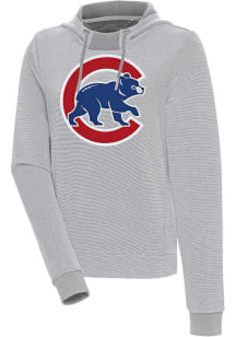 Antigua Chicago Cubs Womens Grey Axe Bunker Hooded Sweatshirt