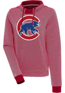 Antigua Chicago Cubs Womens Red Axe Bunker Hooded Sweatshirt