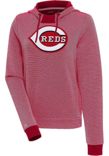 Antigua Cincinnati Reds Womens Red Axe Bunker Hooded Sweatshirt