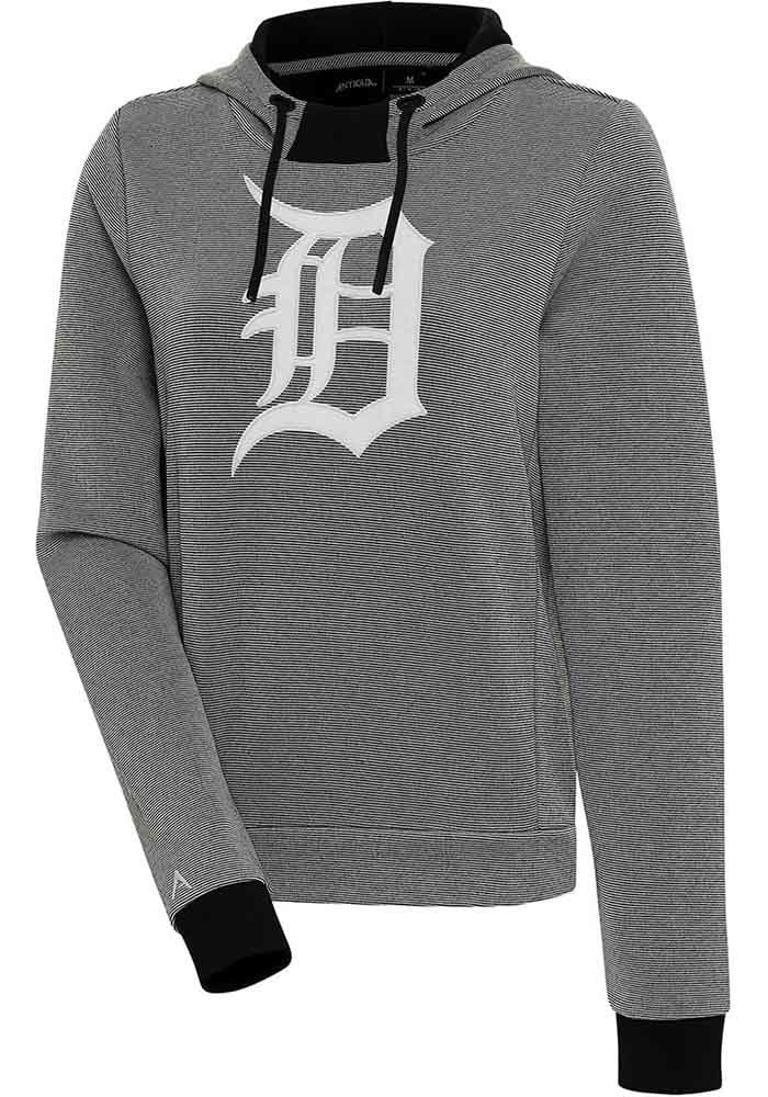 Antigua Detroit Tigers Black Flier Bunker Long Sleeve Crew Sweatshirt, Black, 86% Cotton / 11% Polyester / 3% SPANDEX, Size XL, Rally House