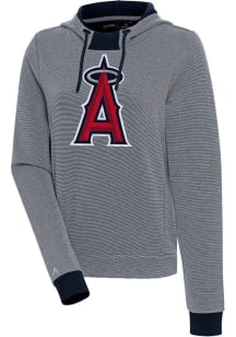 Antigua Los Angeles Angels Womens Navy Blue Full Front Axe Bunker Hooded Sweatshirt