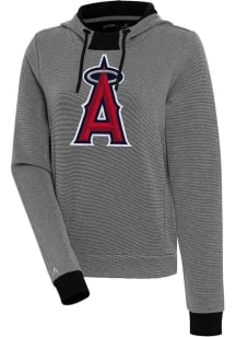 Antigua Los Angeles Angels Womens Black Full Front Axe Bunker Hooded Sweatshirt