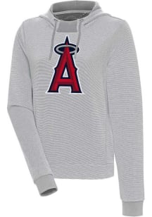 Antigua Los Angeles Angels Womens Grey Full Front Axe Bunker Hooded Sweatshirt