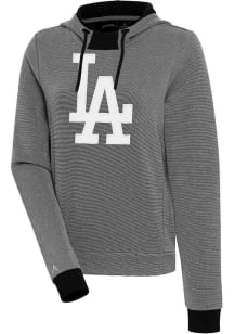 Antigua Los Angeles Dodgers Womens Black Axe Bunker Hooded Sweatshirt