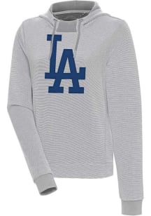 Antigua Los Angeles Dodgers Womens Grey Full Front Axe Bunker Hooded Sweatshirt