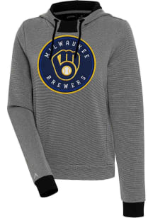 Antigua Milwaukee Brewers Womens Black Axe Bunker Hooded Sweatshirt