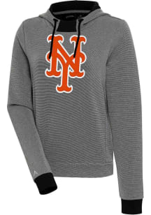 Antigua New York Mets Womens Black Axe Bunker Hooded Sweatshirt