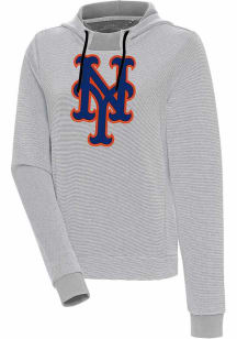 Antigua New York Mets Womens Grey Axe Bunker Hooded Sweatshirt