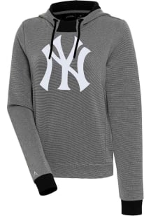 Antigua New York Yankees Womens Black Axe Bunker Hooded Sweatshirt