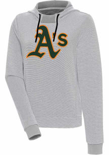 Antigua Oakland Athletics Womens Grey Axe Bunker Hooded Sweatshirt