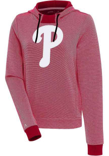 Antigua Philadelphia Phillies Womens Red Axe Bunker Hooded Sweatshirt