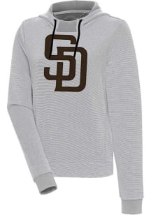 Antigua San Diego Padres Womens Grey Axe Bunker Hooded Sweatshirt