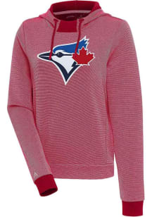 Antigua Toronto Blue Jays Womens Red Axe Bunker Hooded Sweatshirt