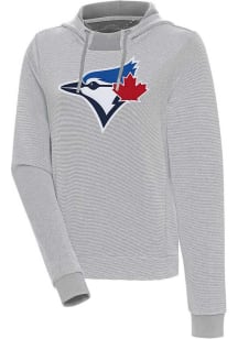 Antigua Toronto Blue Jays Womens Grey Axe Bunker Hooded Sweatshirt