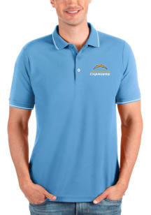 Antigua Los Angeles Chargers Mens Blue Affluent Short Sleeve Polo