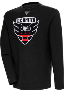 Antigua DC United Mens Black Flier Bunker Long Sleeve Crew Sweatshirt