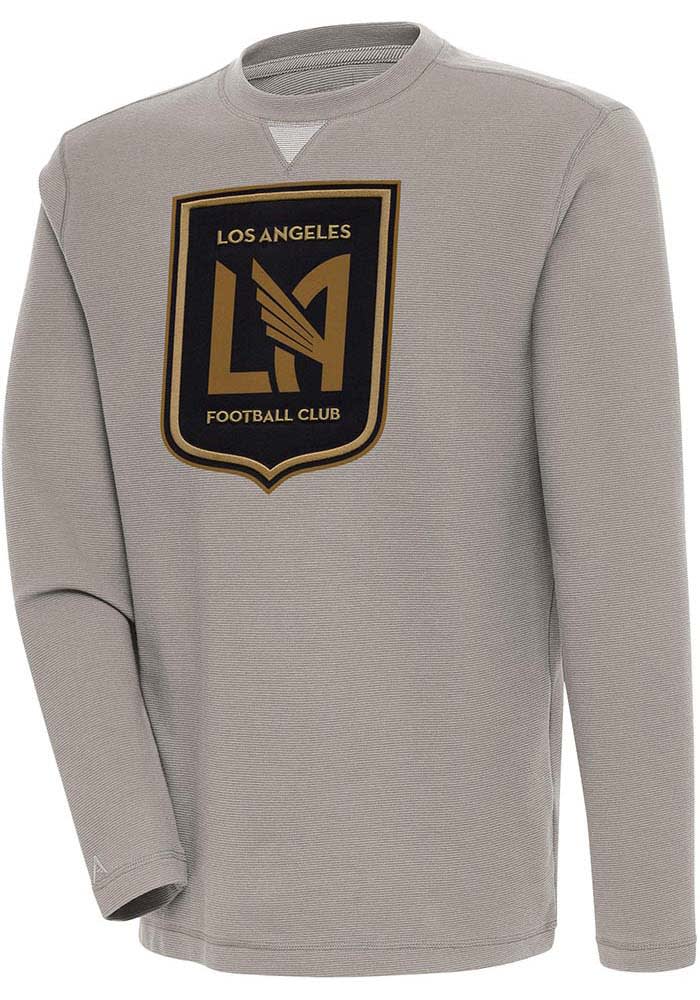 Antigua Los Angeles Kings Oatmeal Flier Bunker Long Sleeve Crew Sweatshirt, Oatmeal, 86% Cotton / 11% Polyester / 3% SPANDEX, Size S, Rally House