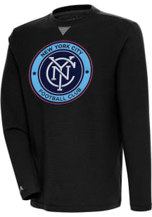 Antigua New York City FC Mens Black Flier Bunker Long Sleeve Crew Sweatshirt