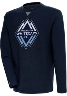 Antigua Vancouver Whitecaps FC Mens Navy Blue Flier Bunker Long Sleeve Crew Sweatshirt