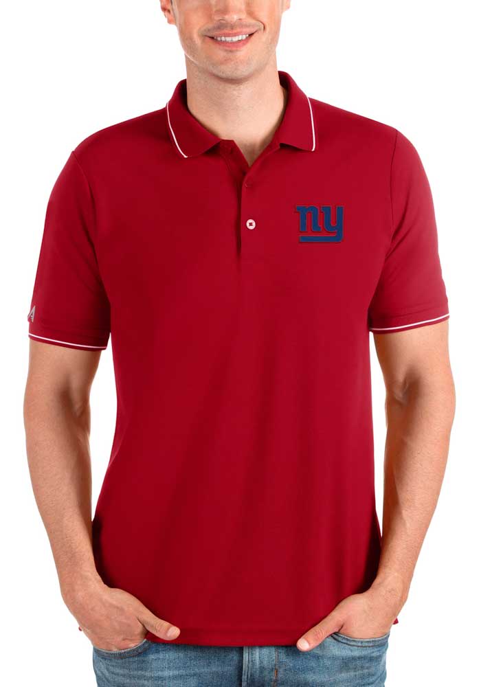 Antigua New York Giants Mens Red Affluent Short Sleeve Polo