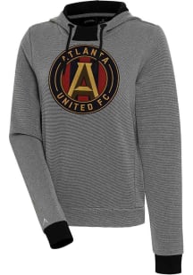 Antigua Atlanta United FC Womens Black Full Front Axe Bunker Hooded Sweatshirt