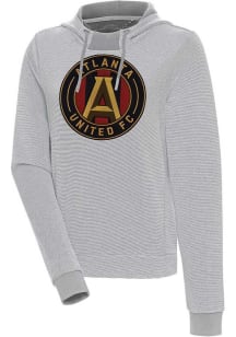 Antigua Atlanta United FC Womens Grey Full Front Axe Bunker Hooded Sweatshirt