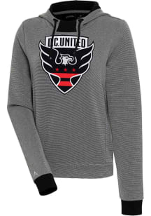 Antigua DC United Womens Black Full Front Axe Bunker Hooded Sweatshirt
