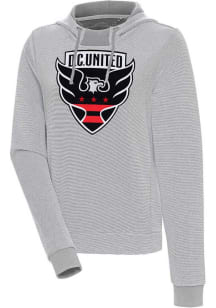 Antigua DC United Womens Grey Full Front Axe Bunker Hooded Sweatshirt