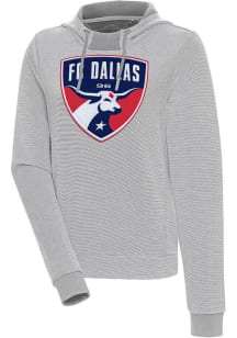 Antigua FC Dallas Womens Grey Axe Bunker Hooded Sweatshirt