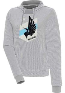 Antigua Minnesota United FC Womens Grey Axe Bunker Hooded Sweatshirt