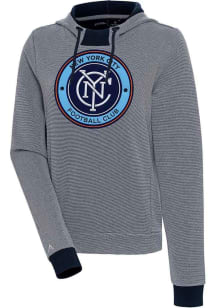 Antigua New York City FC Womens Navy Blue Axe Bunker Hooded Sweatshirt