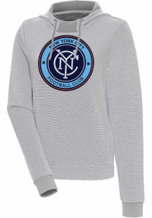 Antigua New York City FC Womens Grey Axe Bunker Hooded Sweatshirt