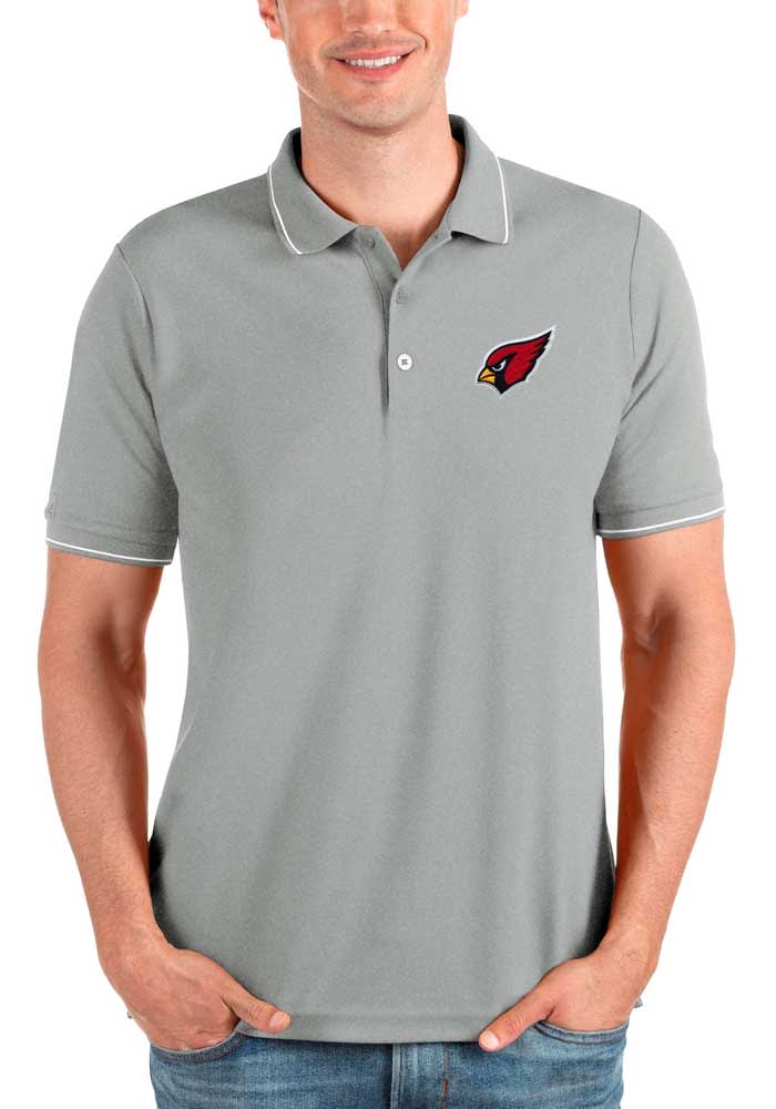 Antigua Arizona Cardinals Mens Grey Affluent Short Sleeve Polo