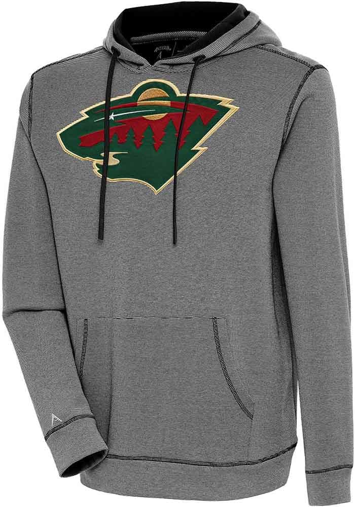 Antigua Minnesota Wild Green Axe Bunker Long Sleeve Hoodie, Green, 86% Cotton / 11% Polyester / 3% SPANDEX, Size L, Rally House