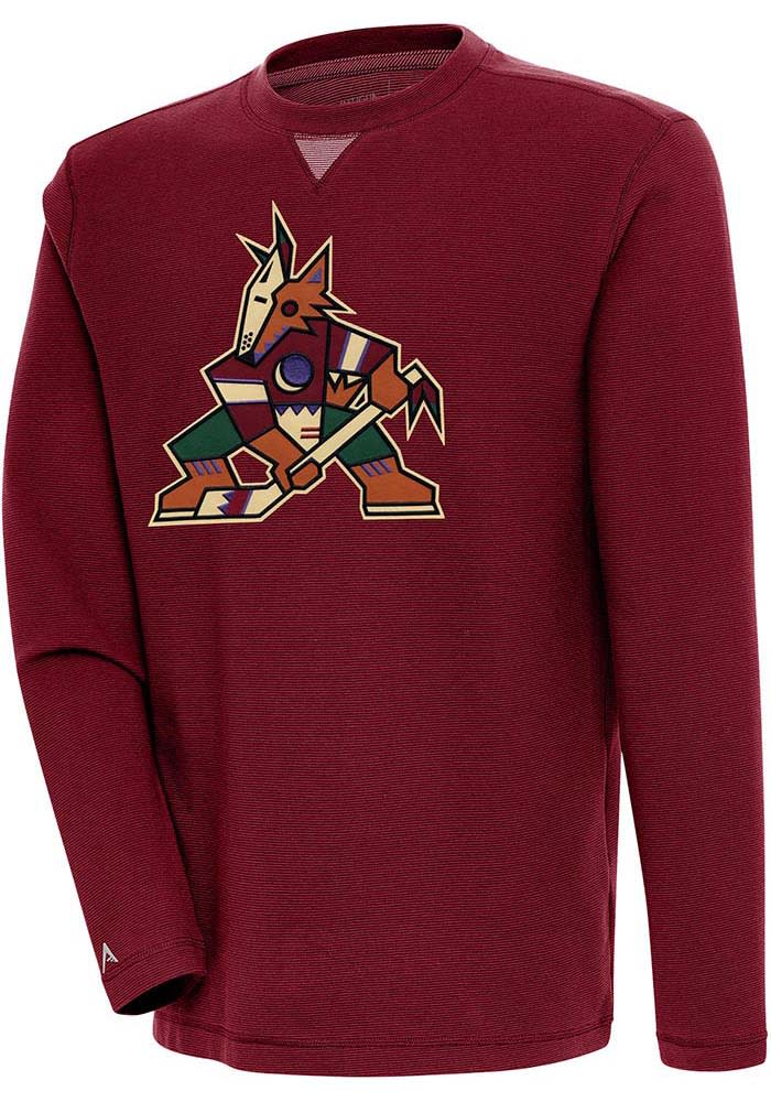 Antigua Arizona Coyotes Red Flier Bunker Long Sleeve Crew Sweatshirt, Red, 86% Cotton / 11% Polyester / 3% SPANDEX, Size 3XL, Rally House