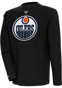 Antigua Edmonton Oilers Mens Black Flier Bunker Long Sleeve Crew Sweatshirt