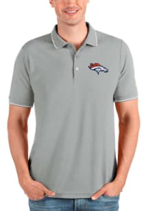 Antigua Denver Broncos Mens Grey Affluent Short Sleeve Polo