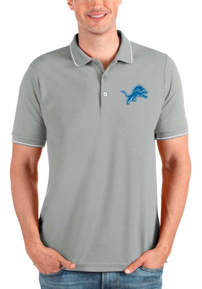 Men's Antigua White Detroit Lions Compass Polo