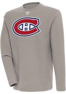 Antigua Montreal Canadiens Mens Oatmeal Flier Bunker Long Sleeve Crew Sweatshirt