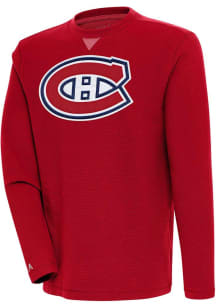 Antigua Montreal Canadiens Mens Red Flier Bunker Long Sleeve Crew Sweatshirt